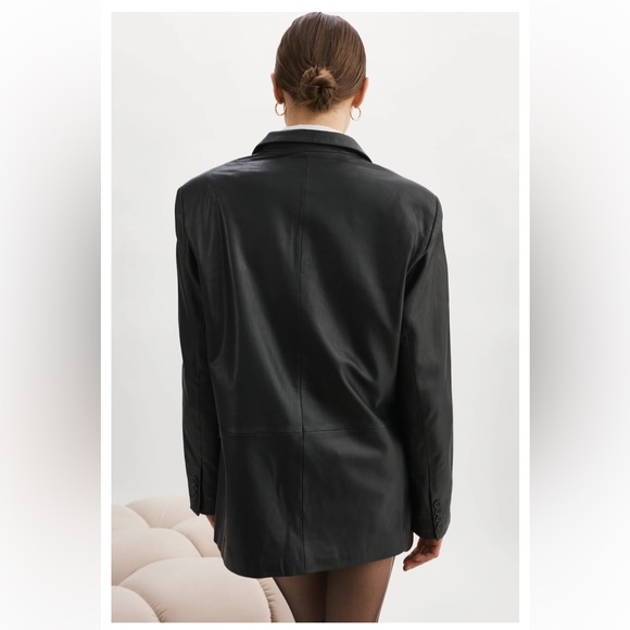 NWT Lamarque Black Felina Oversized Leather Blazer Size Large $675+ - Picture 12 of 15